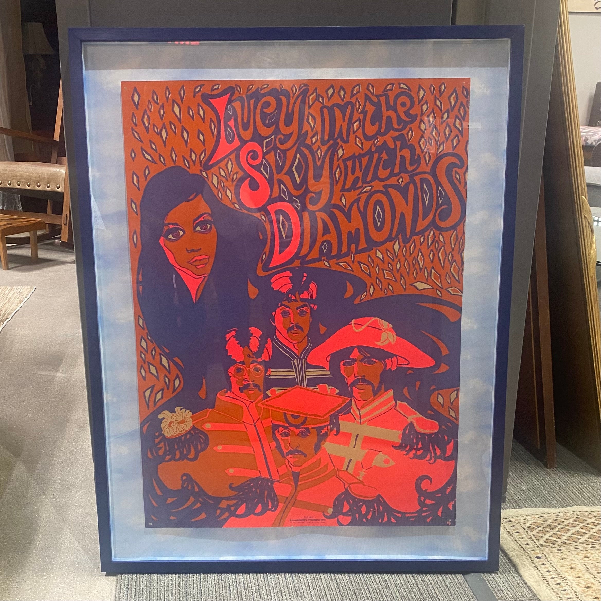 Vintage Beatles Black Light Poster, Lucy in the Sky with Diamonds