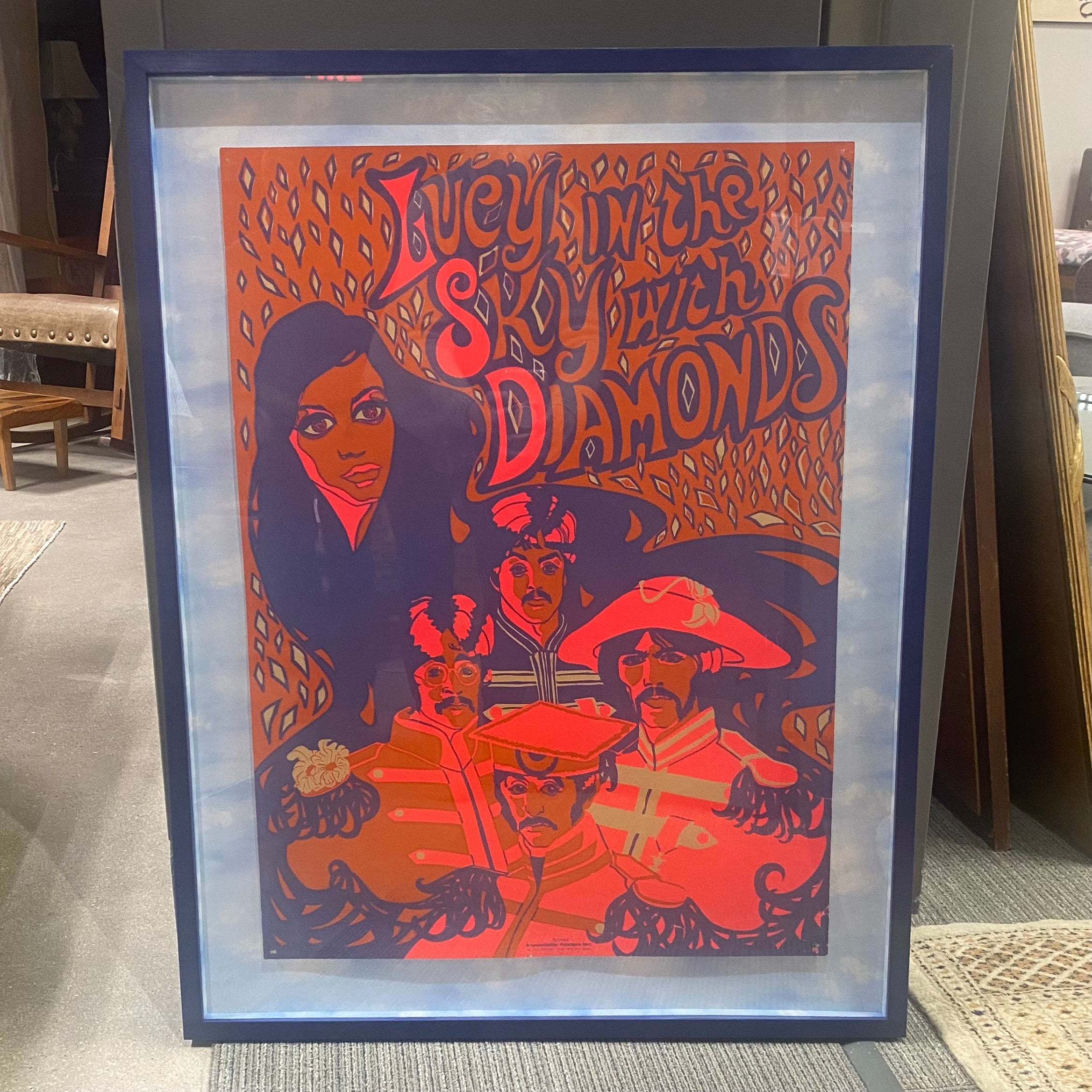 Vintage Beatles Black Light Poster Lucy In The Sky With Diamonds Featuring Antique Vintage