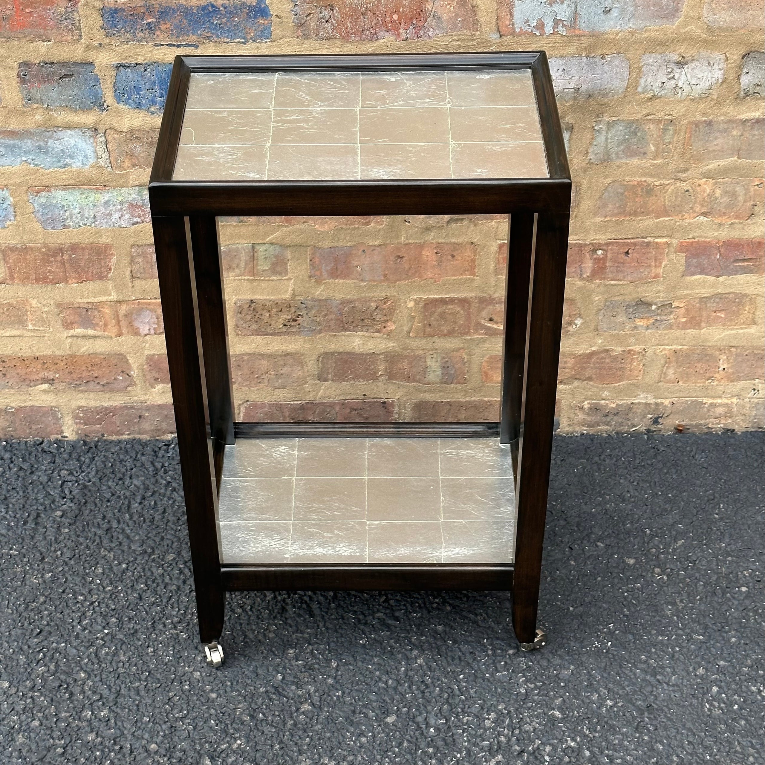 TwoTier Silver Leaf Martini Table Featuring antique, vintage, and